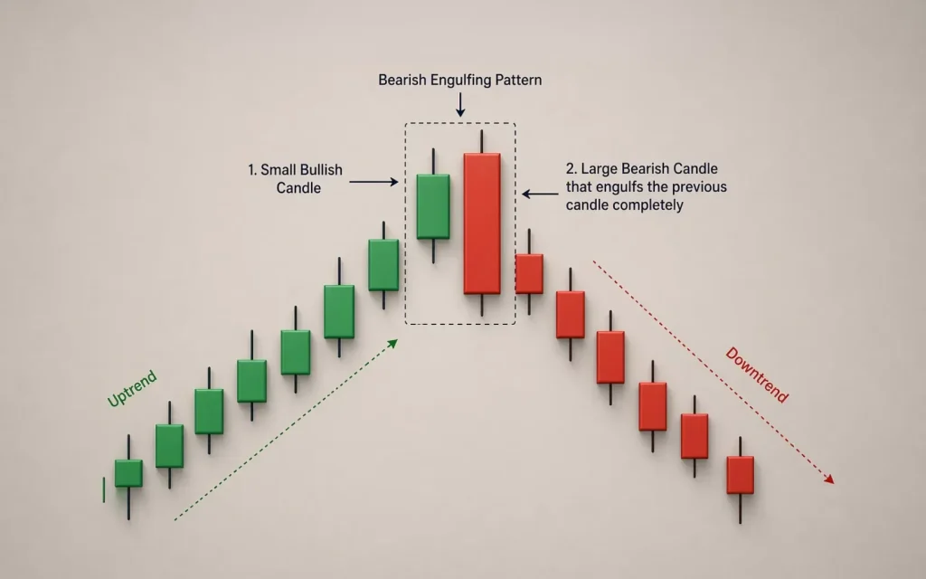 Nến nhấn chìm giảm bearish engulfing