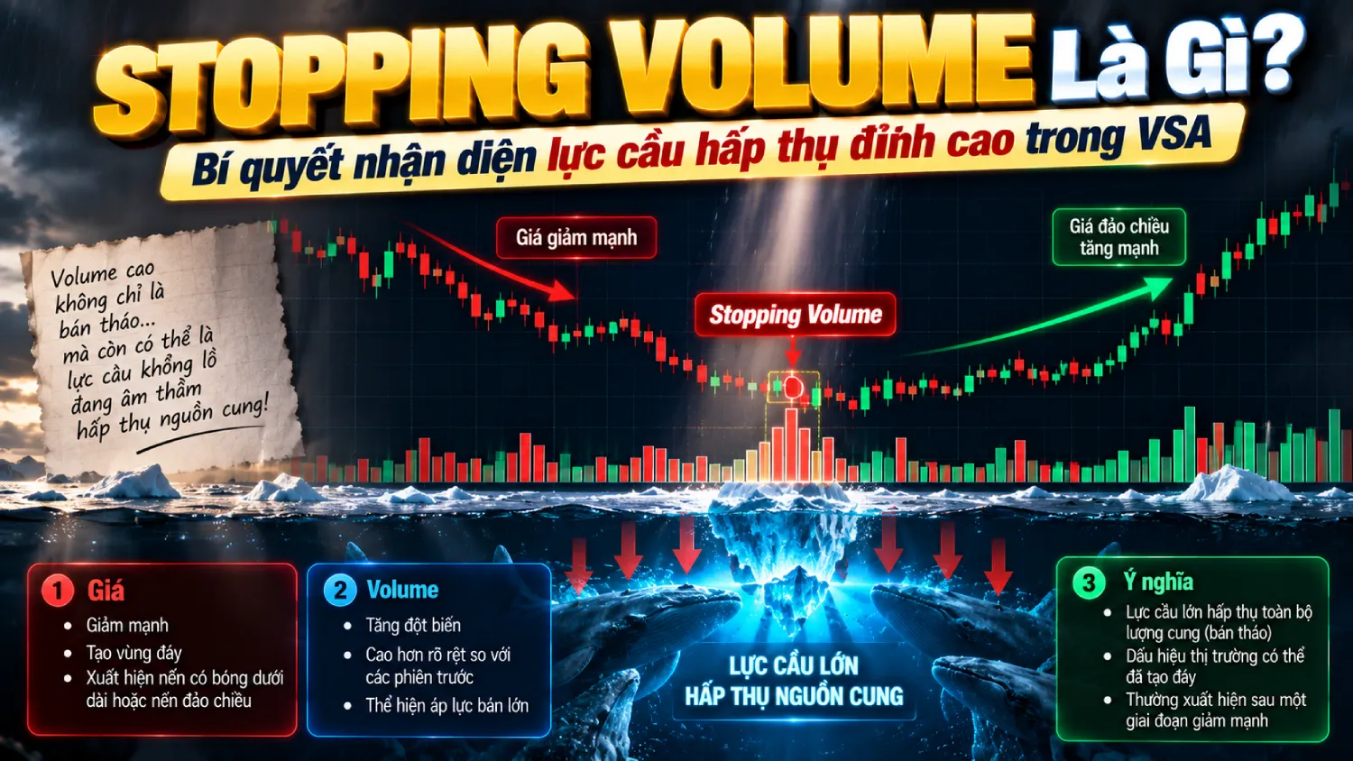 Stopping Volume Là Gì? Khi Khối Lượng Dừng Bắt Đầu Chặn Đà Giảm stopping volume khoi luong dung