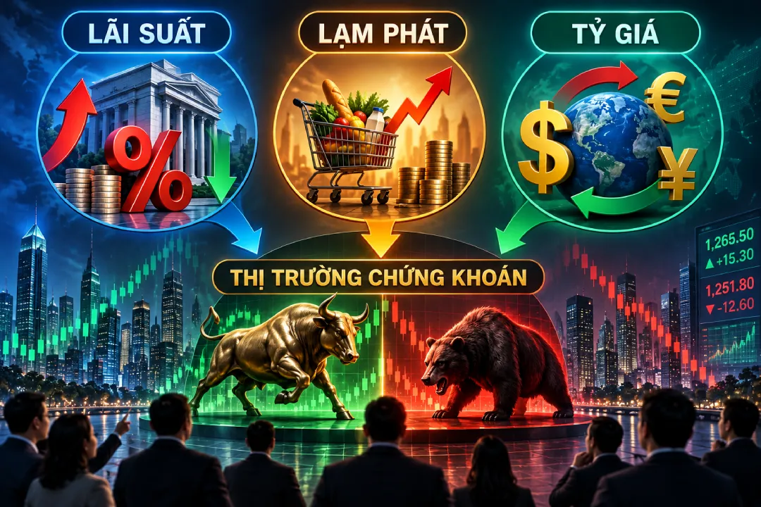 Bộ Ba Vĩ Mô: Lãi Suất, Lạm Phát & Tỷ Giá Tác Động Đến Thị Trường Chứng Khoán Thế Nào? tac dong cua lai suat lam phat ty gia len thi truong chung khoan