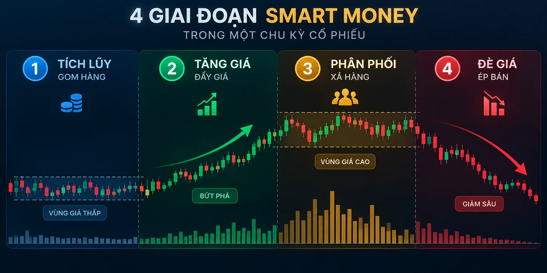 Chu kỳ cổ phiếu - Quy trình 4 bước của Smart Money Chu kỳ cổ phiếu - Quy trình 4 bước của Smart Money